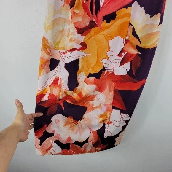 Black Halo Rohan Watercolor Floral Sleeveless Pencil Midi Sheath Dress 8 - Picture 6 of 13